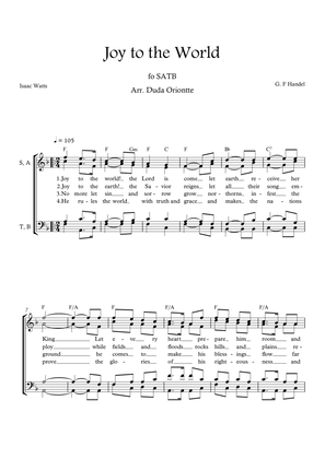 Joy to the World (F major - SATB - with chords - no piano - four staff)