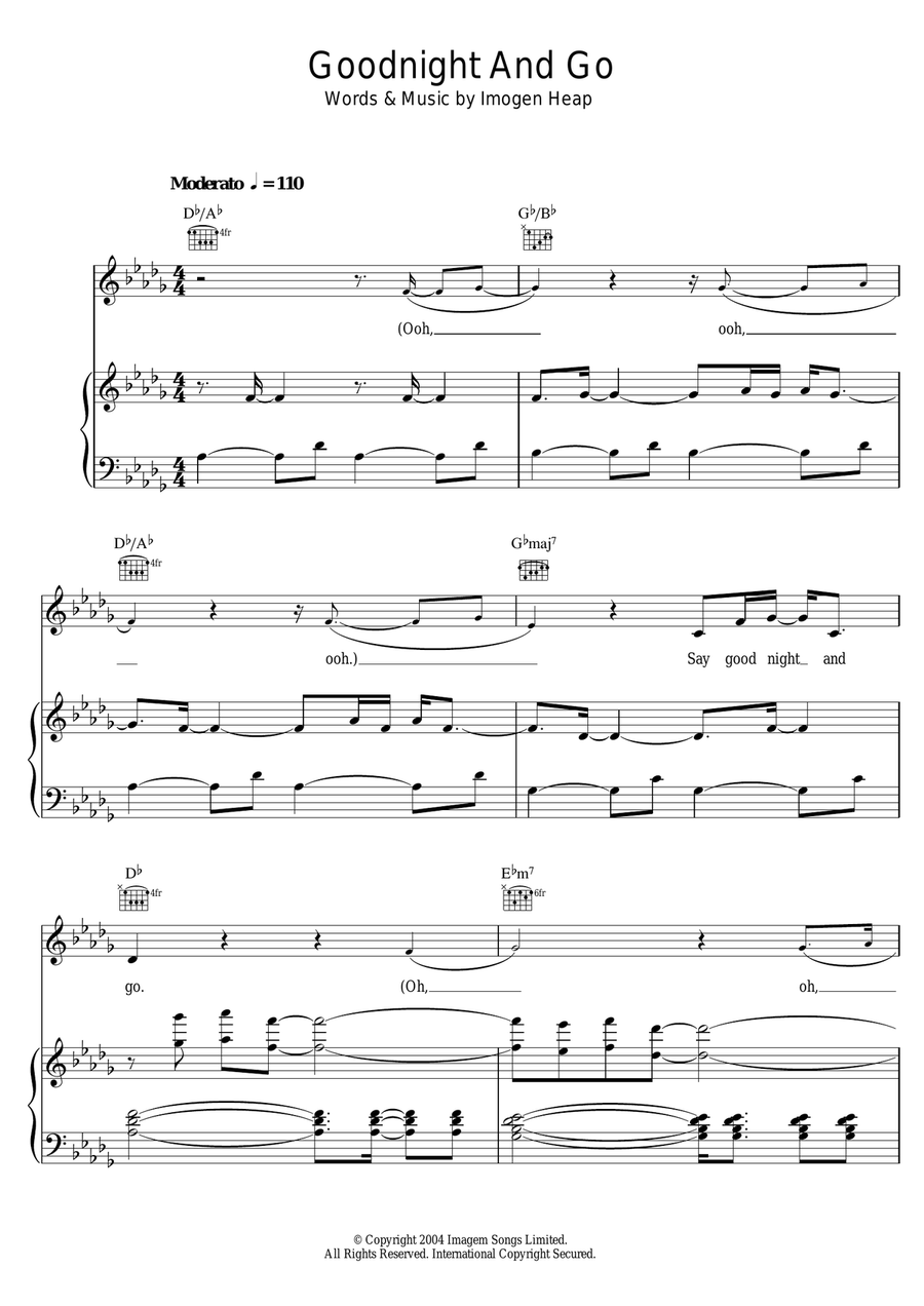 Goodnight And Go Goodnight And Go Piano, Vocal scores gallery preview page 1