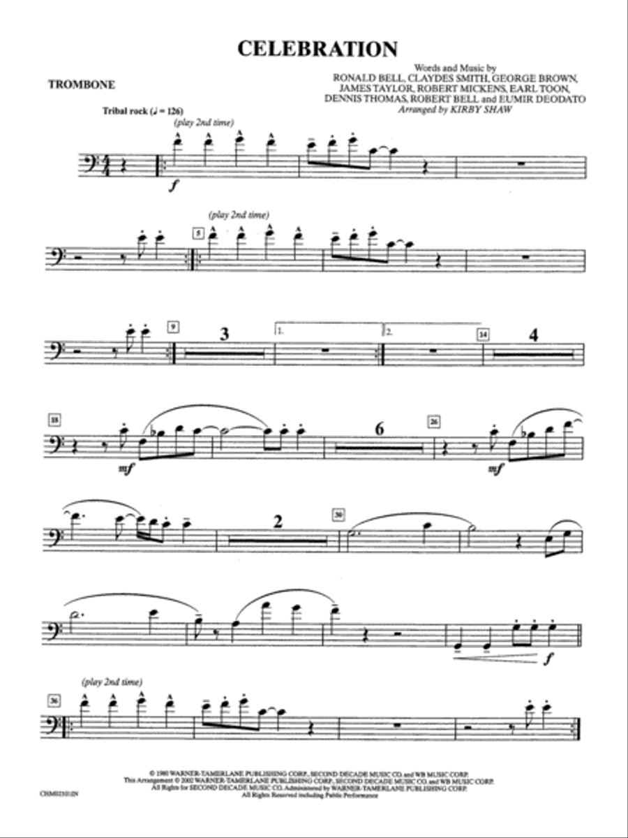 Celebration: 1st Trombone Trombone scores gallery preview page 1