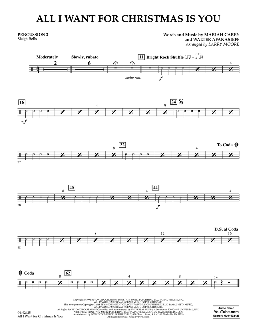 Book cover for All I Want for Christmas Is You (arr. Larry Moore) - Percussion 2