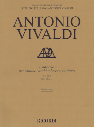 Book cover for Concerto A Minor, RV 356, Op. III, No. 6