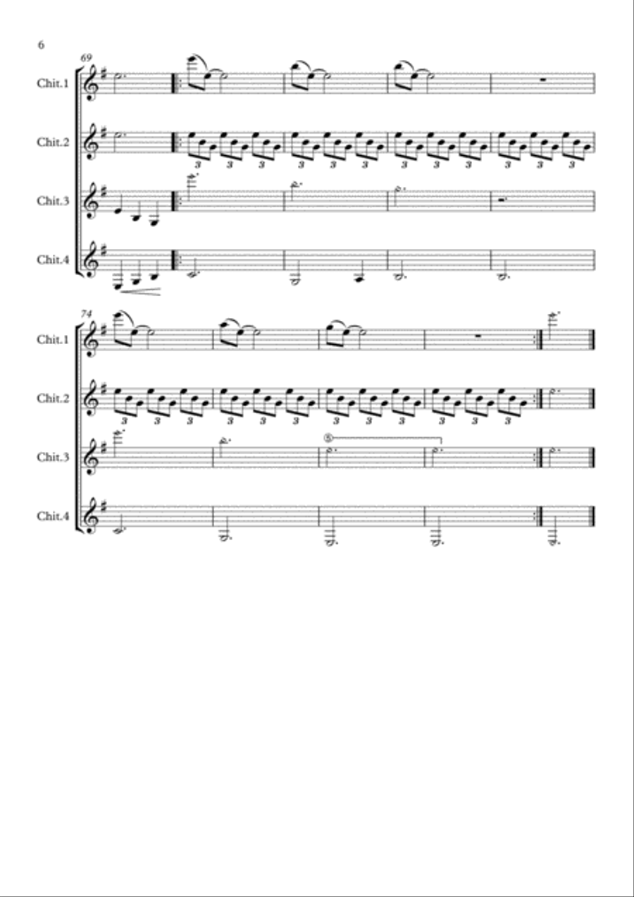 Romanza (or Jeux Interdits) (guitar ensemble) - Score Only Guitar Ensemble scores gallery preview page 6