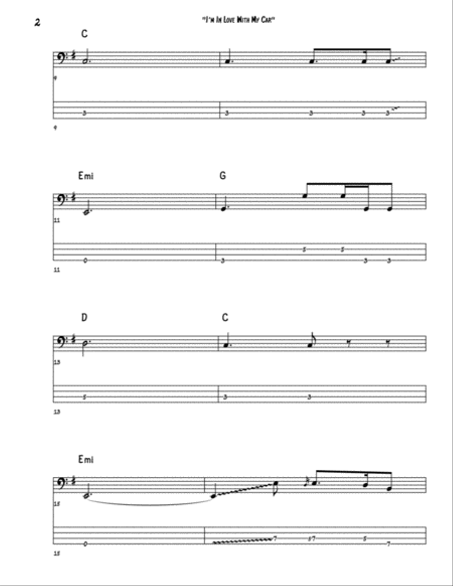 I'm In Love With My Car Bass Guitar scores gallery preview page 2