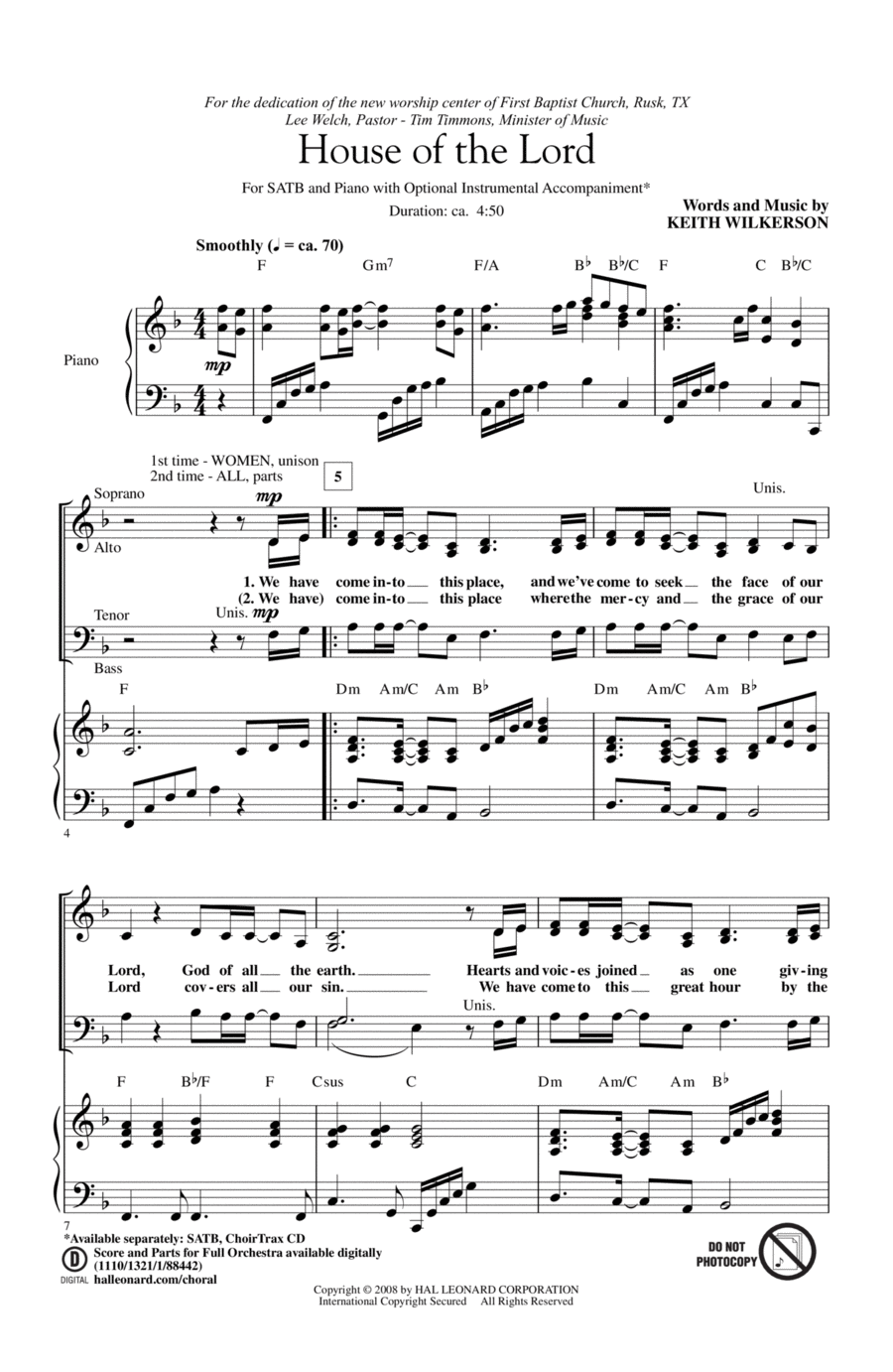 House Of The Lord House Of The Lord 4-Part scores gallery preview page 1