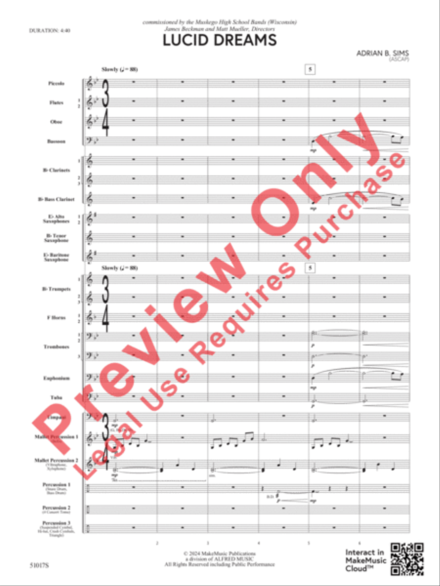 Lucid Dreams Concert Band scores gallery preview page 4