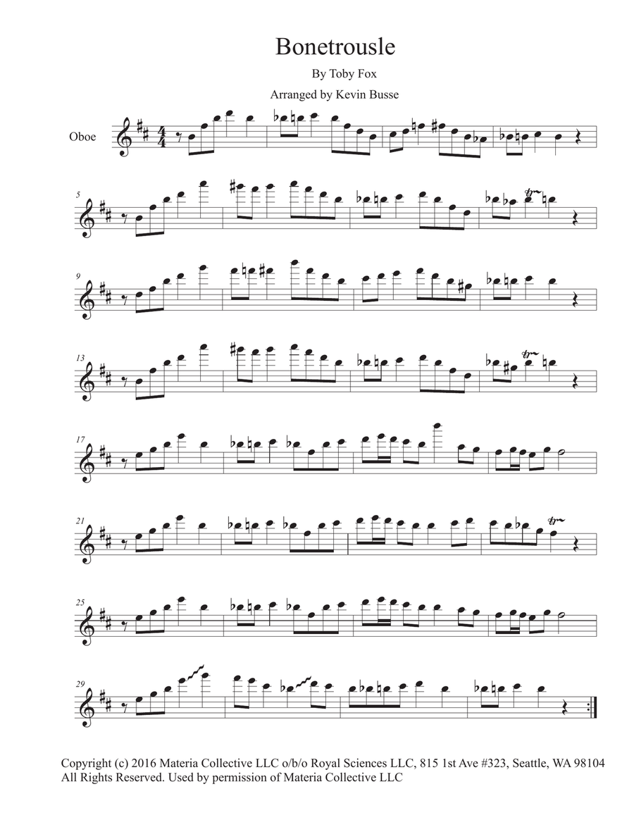 Bonetrousle (from Undertale) Oboe Solo scores gallery preview page 1