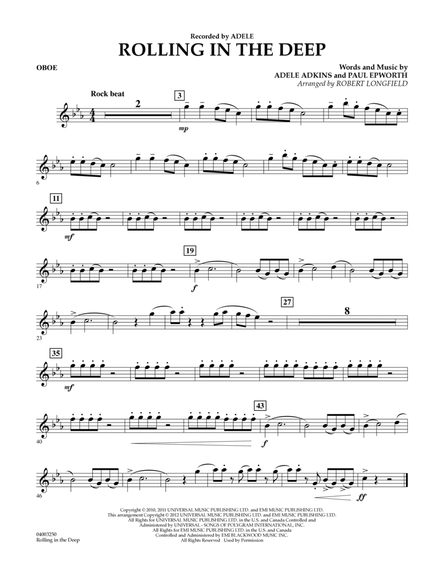 Rolling in the Deep - Oboe Concert Band scores gallery preview page 1