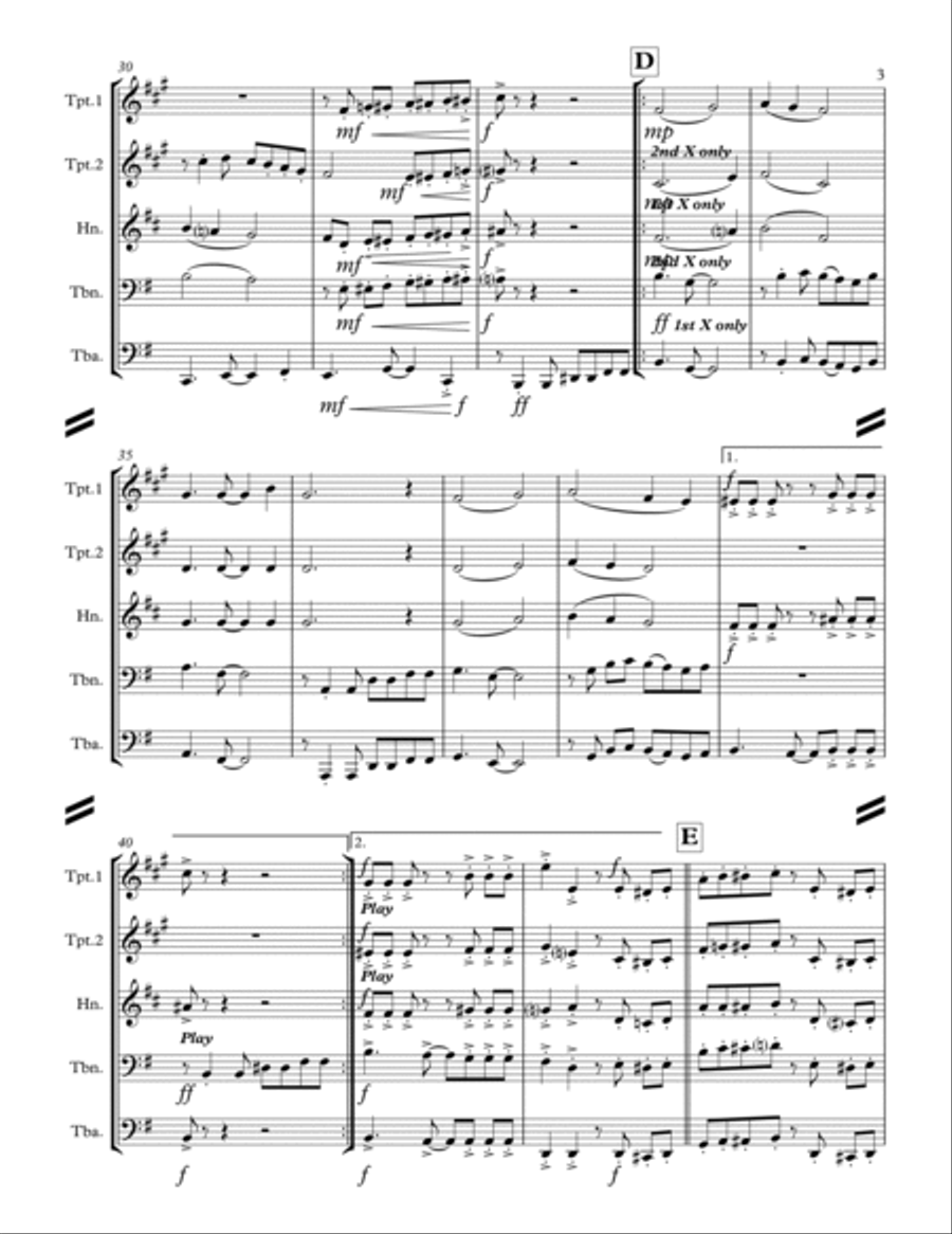 La Cucaracha (for Brass Quintet) Brass Quintet scores gallery preview page 4