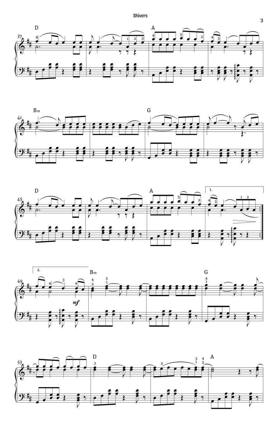 Shivers Piano Solo scores gallery preview page 3