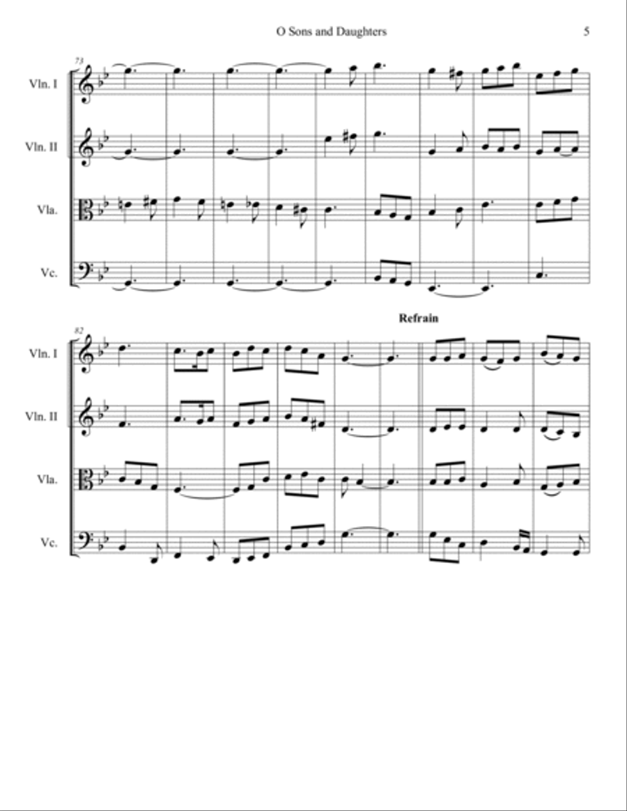 O Sons and Daughters (O filii et filiae) for String Quartet String Quartet scores gallery preview page 5