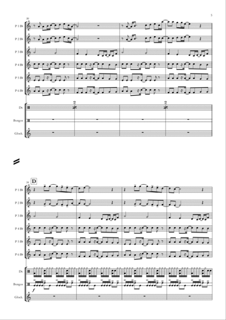 Sunday Bloody Sunday Concert Band scores gallery preview page 5