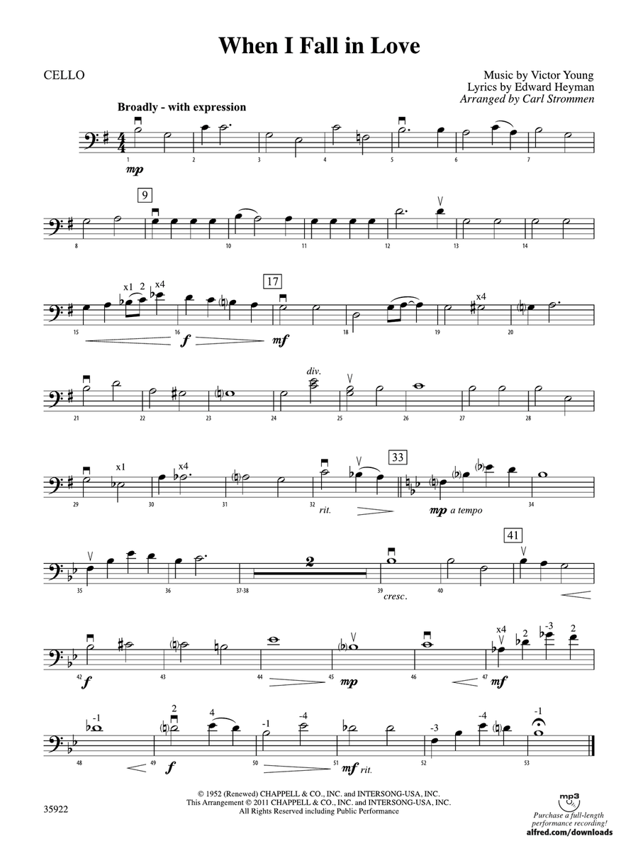 When I Fall in Love: Cello
