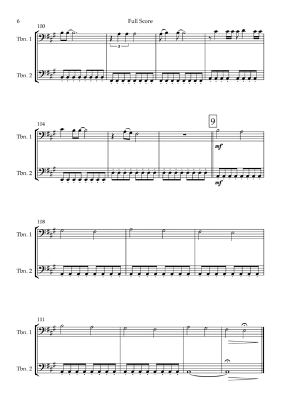 City Of Blinding Lights Trombone Duet scores gallery preview page 6