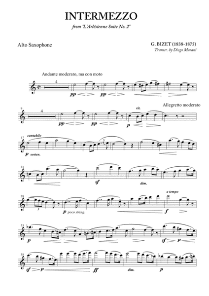 Intermezzo from "L'Arlesienne" for Alto Saxophone and Piano image number null