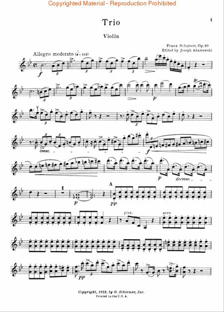 Trio in B Flat, Op. 99 Piano Trio scores gallery preview page 4