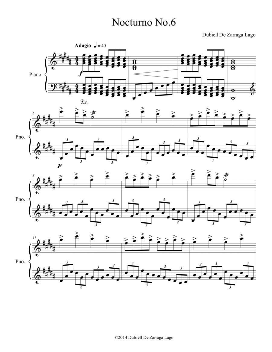 Six Nocturnes No.6 Six Nocturnes No.6 Piano Solo scores gallery preview page 1