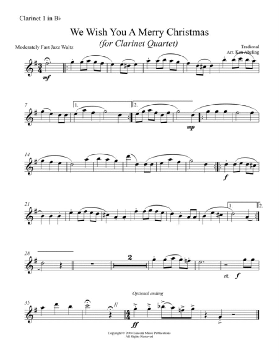 We Wish You a Merry Christmas (for Clarinet Quartet) We Wish You a Merry Christmas (for Clarinet Quartet) Clarinet Quartet scores gallery preview page 3
