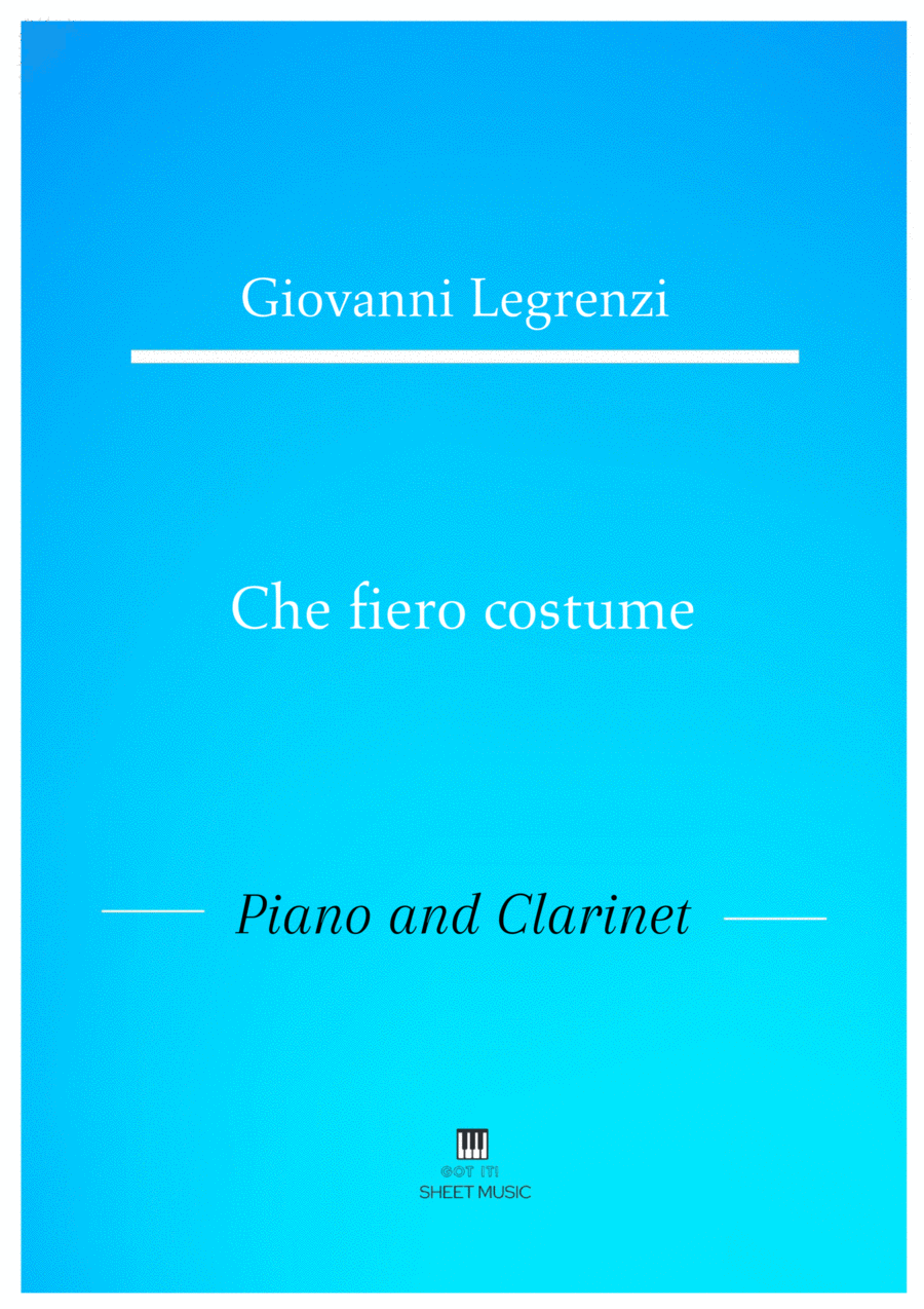 Legrenzi - Che fiero costume (Piano and Clarinet) Small Ensemble scores gallery preview page 1