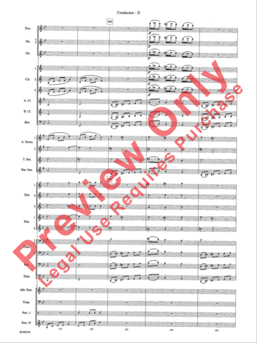Fantasia for Christmas (based on The Ukrainian Bell Carol) Concert Band scores gallery preview page 34