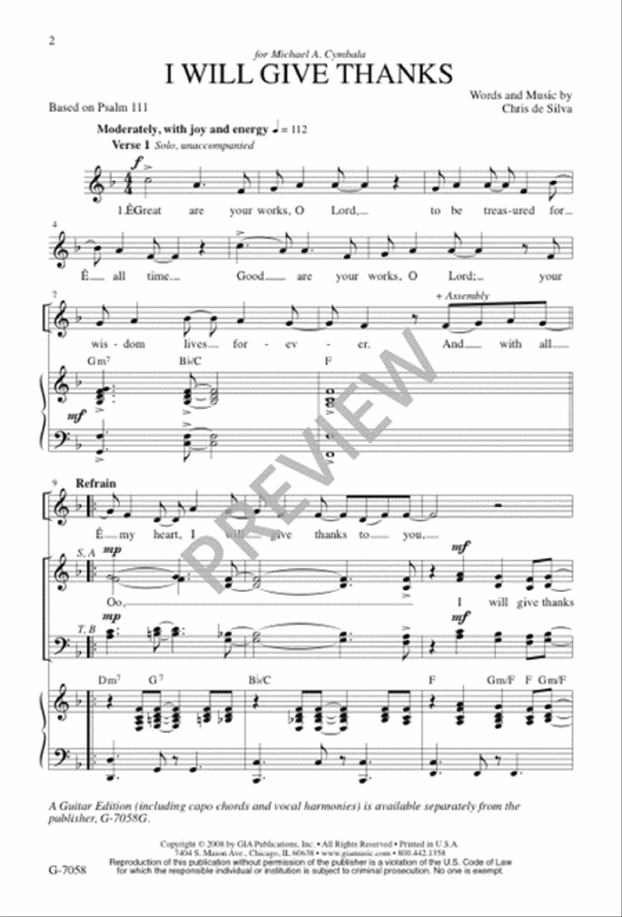 I Will Give Thanks I Will Give Thanks 4-Part scores gallery preview page 3