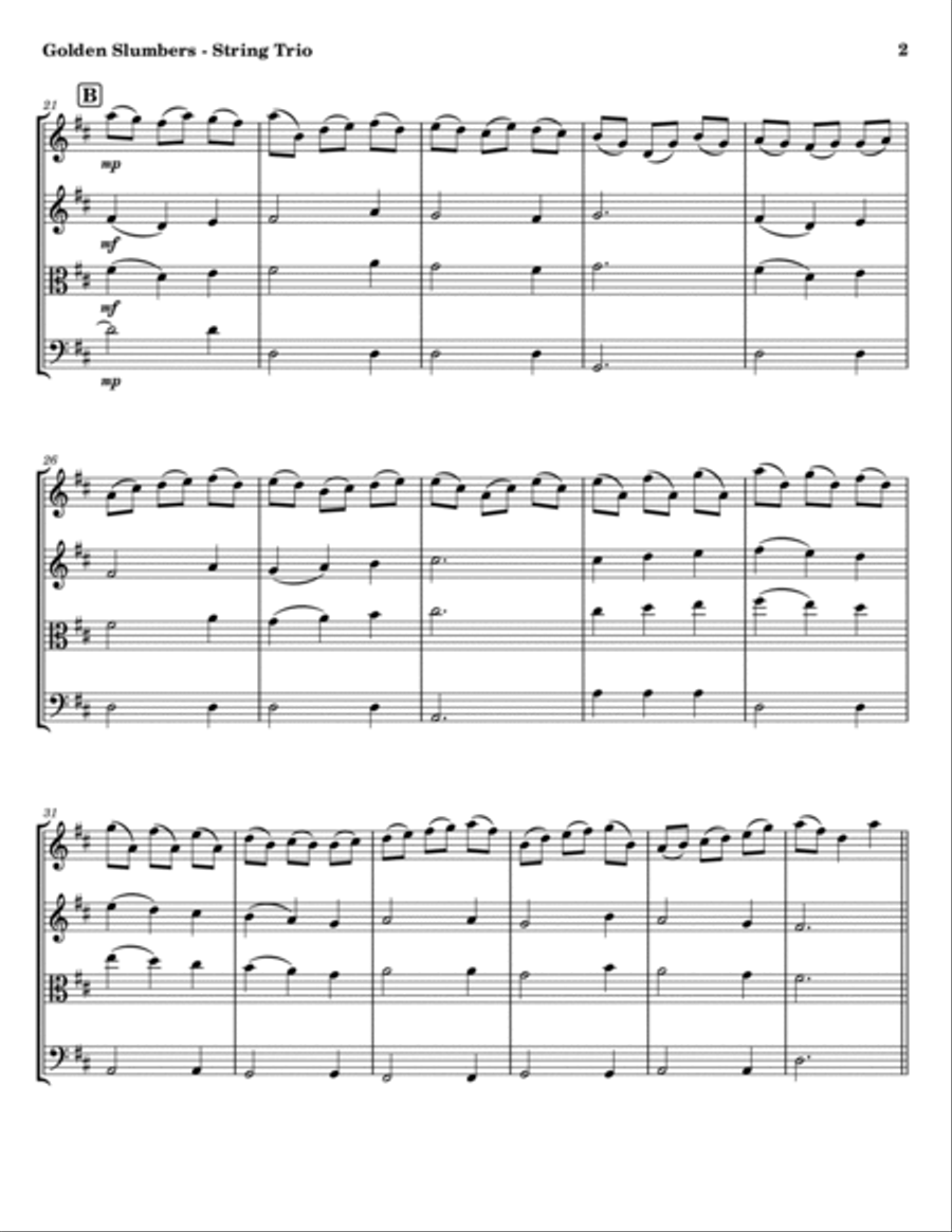 Golden Slumbers - String Trio String Trio scores gallery preview page 2