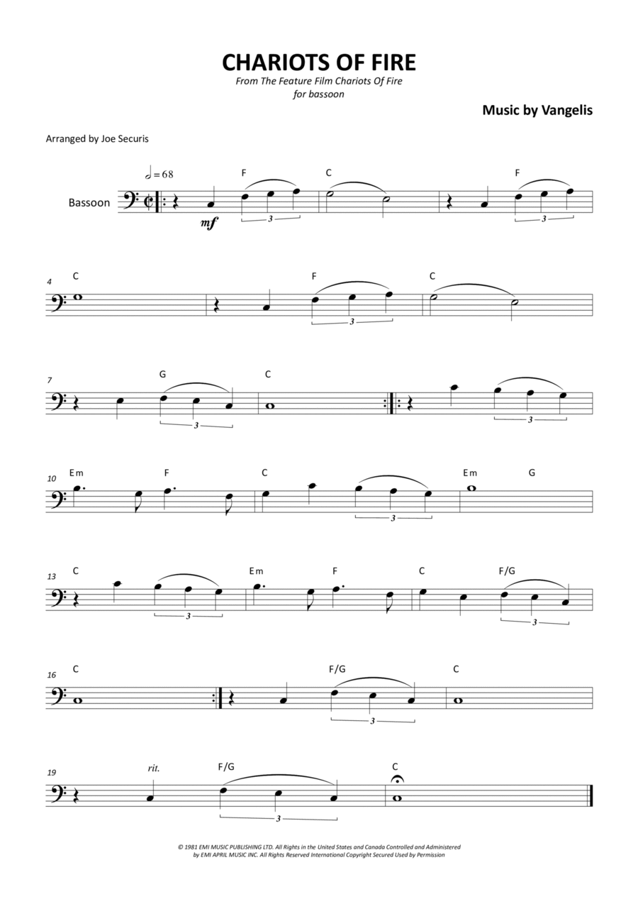 Chariots Of Fire Bassoon Solo scores gallery preview page 1