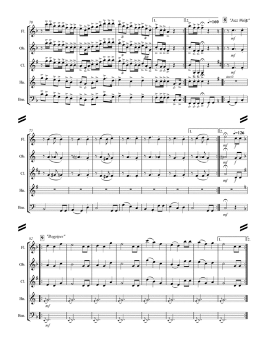Happy Birthday and Stylistic Variations (for Woodwind Quintet) Woodwind Quintet scores gallery preview page 6