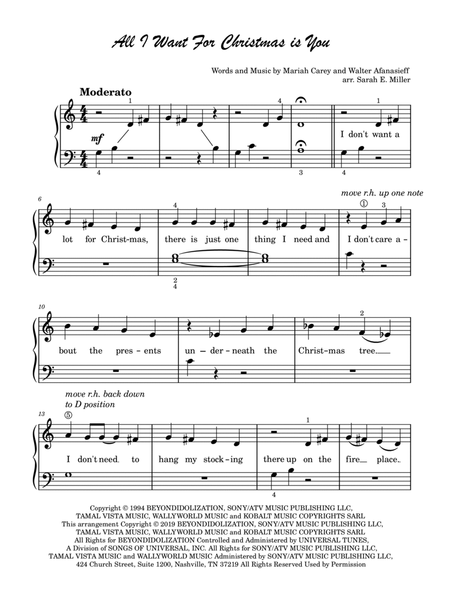 All i want for christmas outlet piano