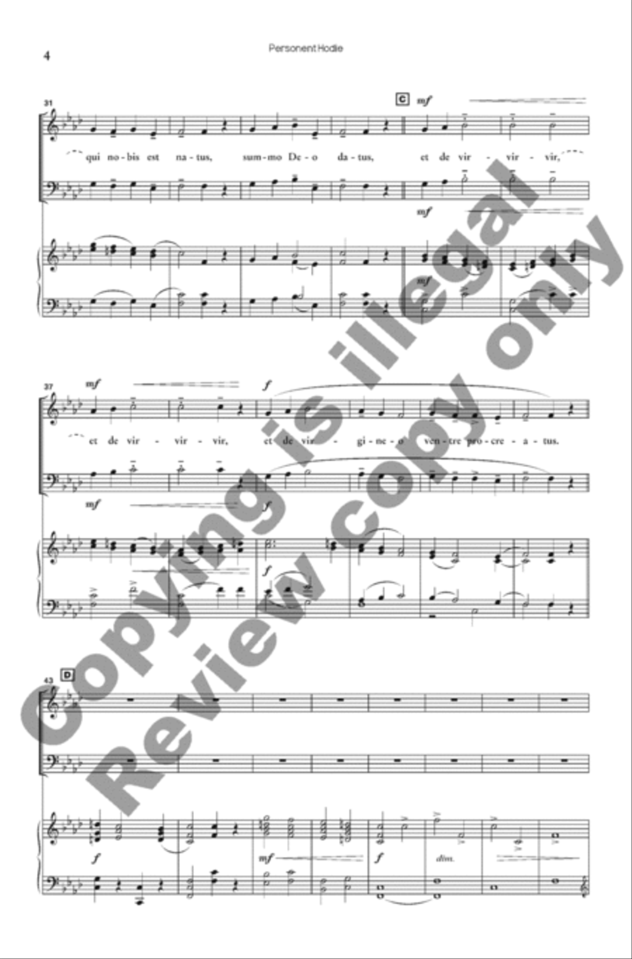 Personent Hodie (Choral Score) 4-Part scores gallery preview page 3