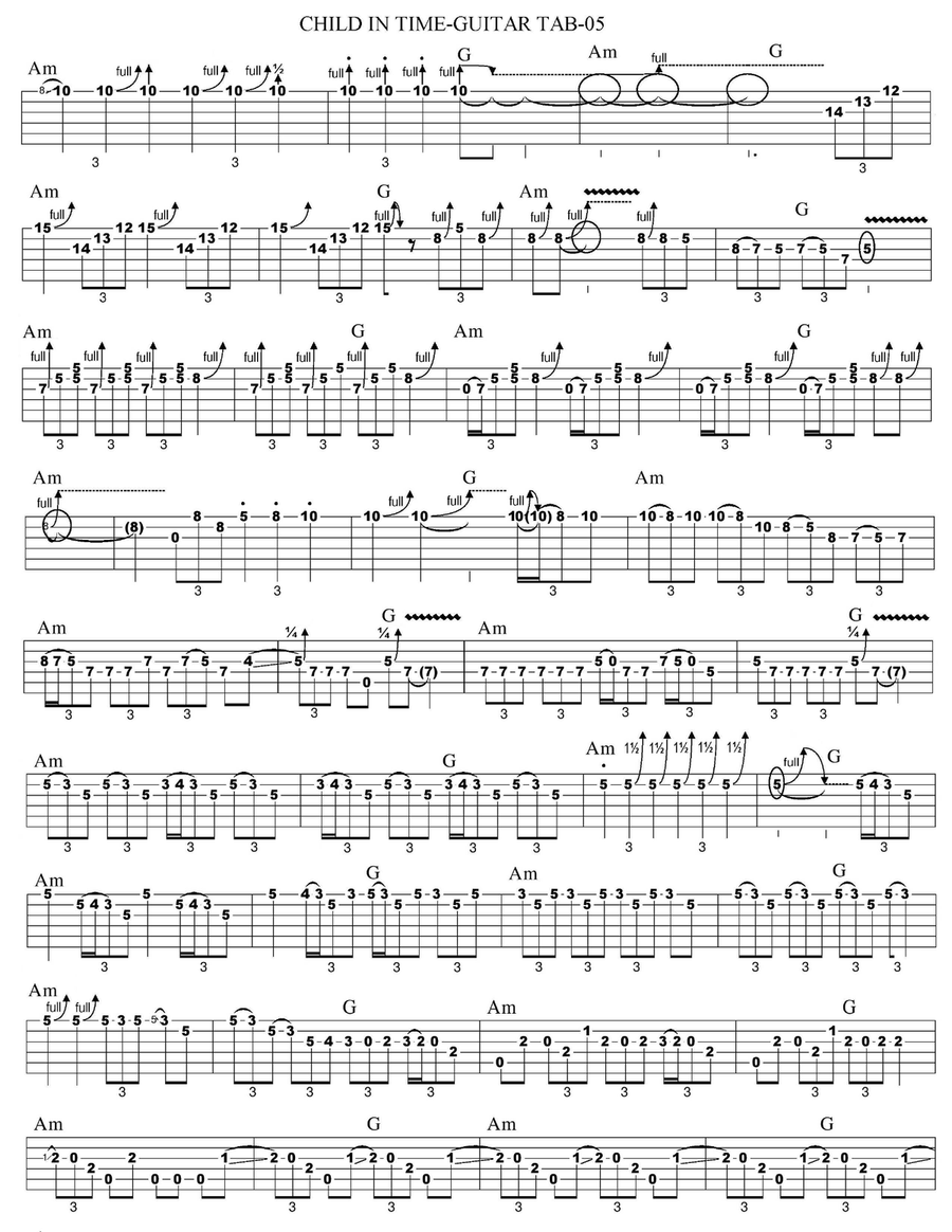Child In Time Guitar Tablature scores gallery preview page 5