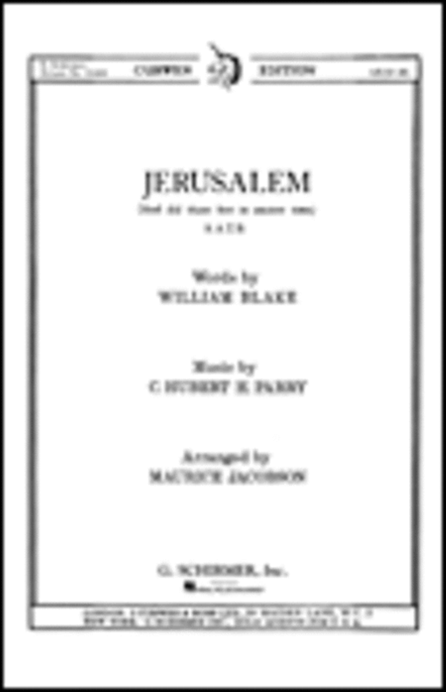 Jerusalem And Did Those Feet In Ancient Time Key Of F