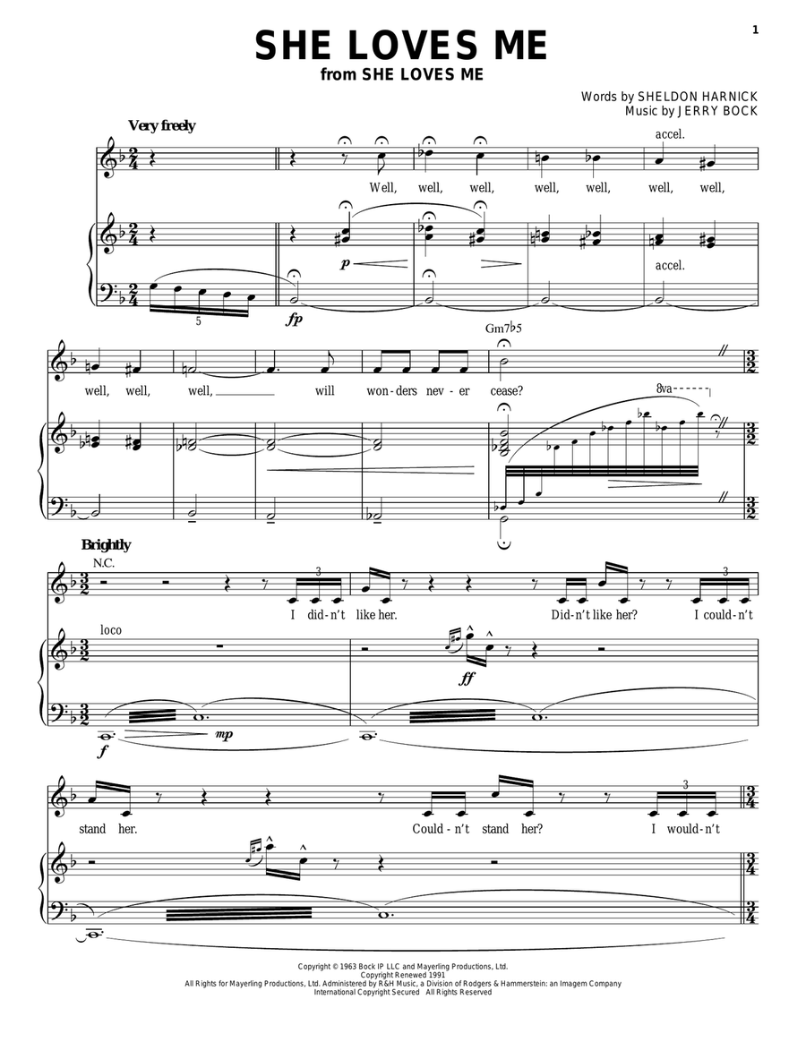 She Loves Me She Loves Me Piano, Vocal, Guitar scores gallery preview page 1