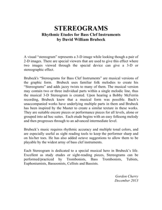 Book cover for Stereograms - Rhythmic Etudes for Bass Clef Instruments, Volume 1