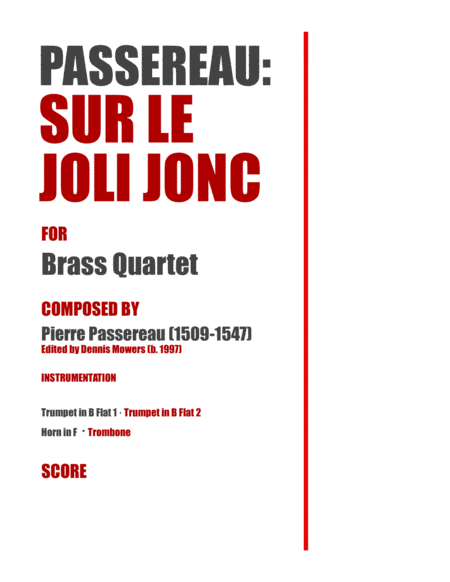 "Sur le joli jonc" for Brass Quartet - Pierre Passereau image number null