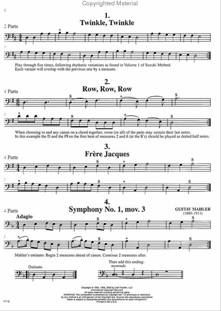 Canons For Any Combination of Stringed Instruments Cello scores gallery preview page 2
