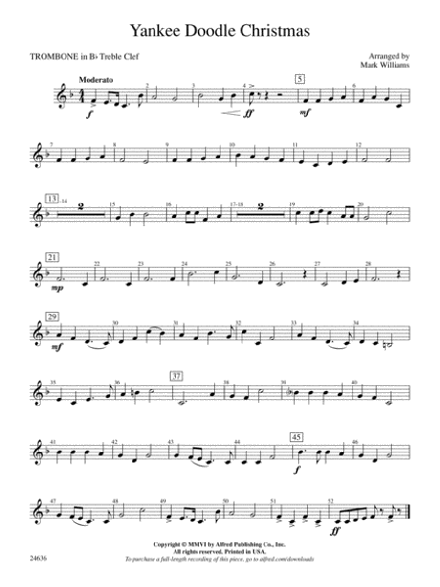 Yankee Doodle Christmas: (World Part) 1st B-flat Trombone T.C. Concert Band scores gallery preview page 1