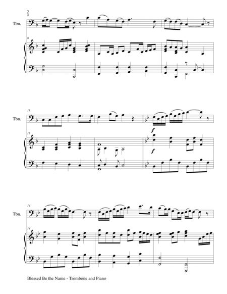 BLESSED BE THE NAME (Duet – Trombone and Piano/Score and Parts) image number null