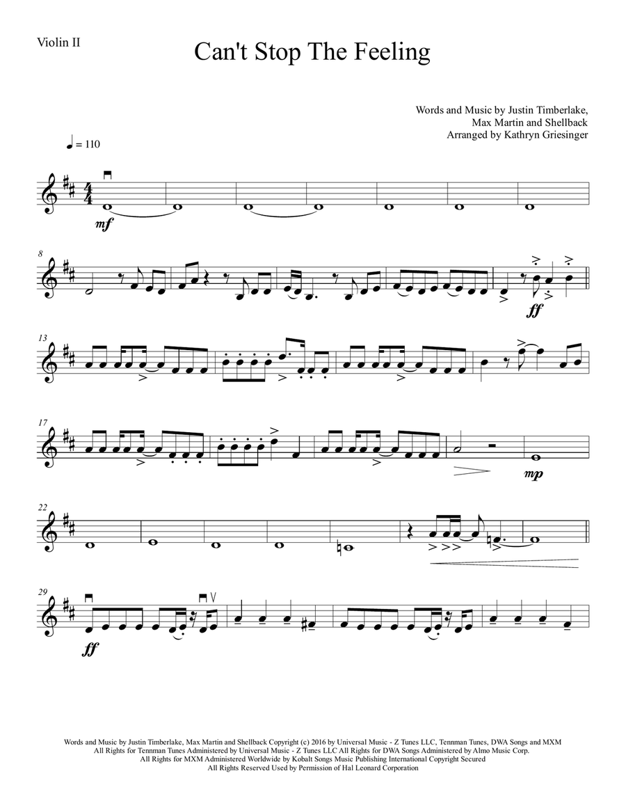 Can't Stop The Feeling from TROLLS String Quartet scores gallery preview page 3