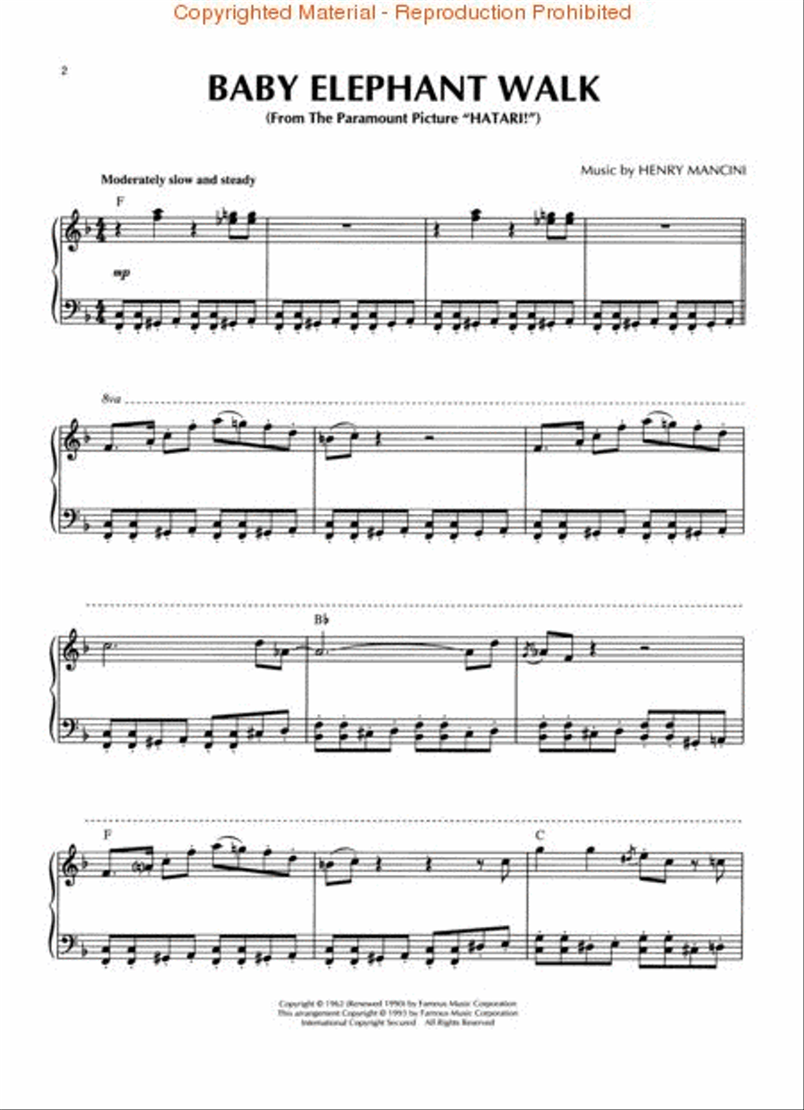 Baby Elephant Walk Piano Solo scores gallery preview page 2