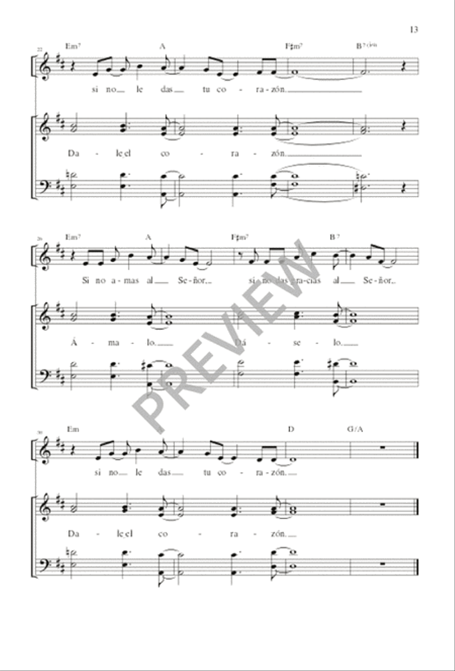 Give the Lord Your Heart / Le Das Tu Corazón 4-Part scores gallery preview page 13