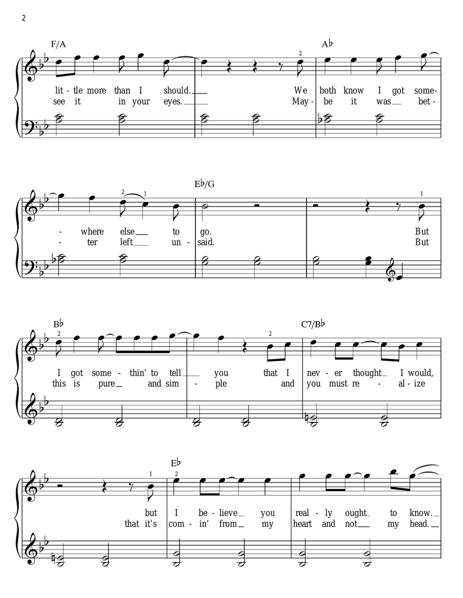 I Honestly Love You (from The Boy From Oz) Easy Piano scores gallery preview page 2