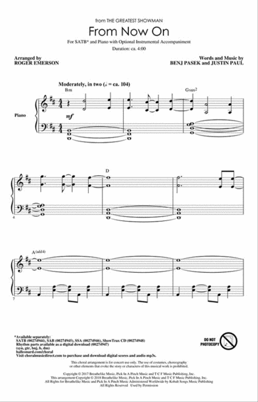 From Now On (from The Greatest Showman) Show Choir scores gallery preview page 2