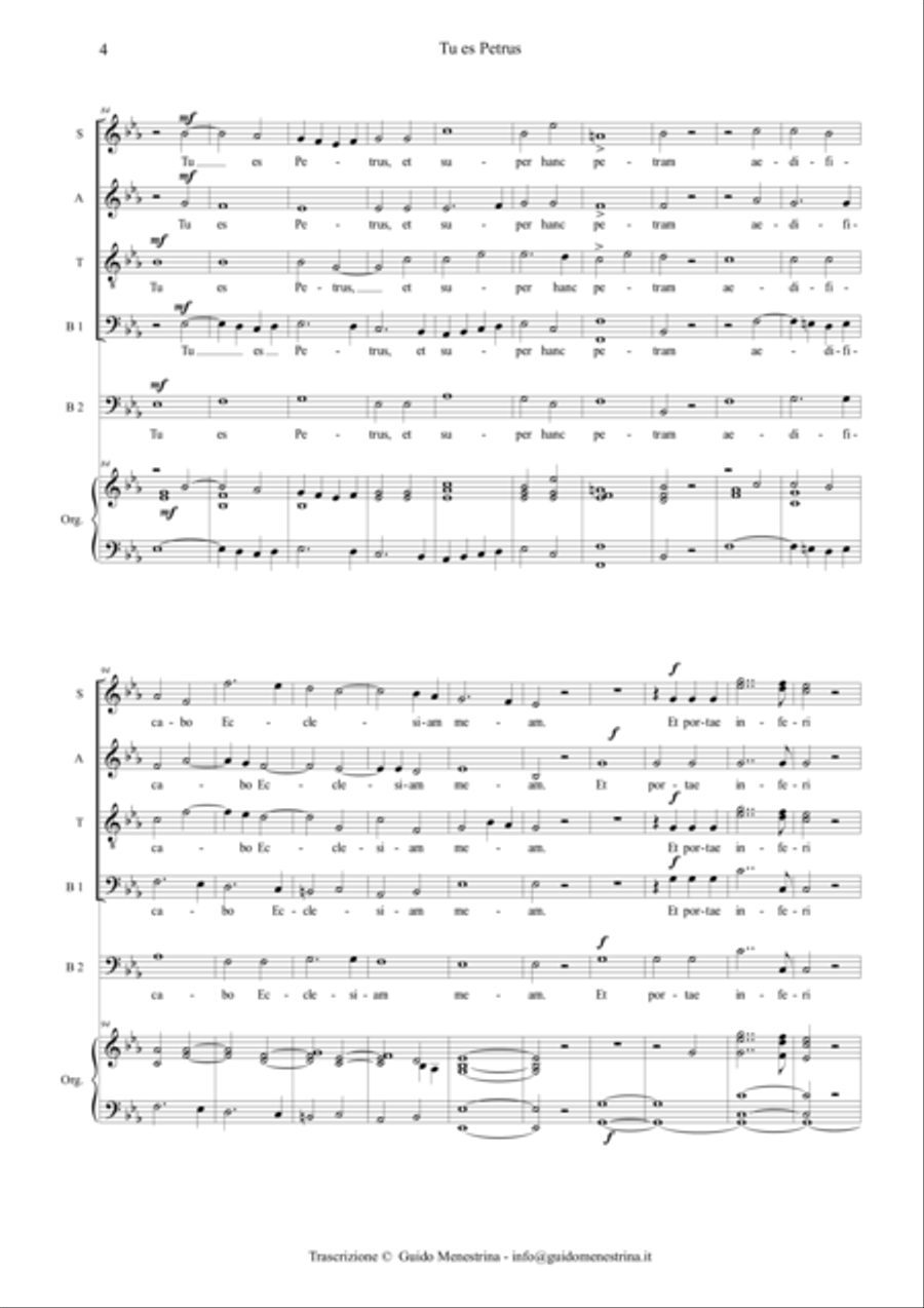 Hilarion Eslava - Tu Es Petrus SATBB 4-Part scores gallery preview page 4