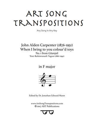 Book cover for CARPENTER: When I bring to you colour'd toys (transposed to F major)
