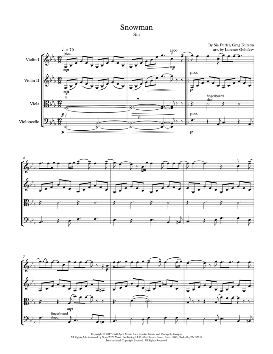 Snowman String Quartet scores gallery preview page 1