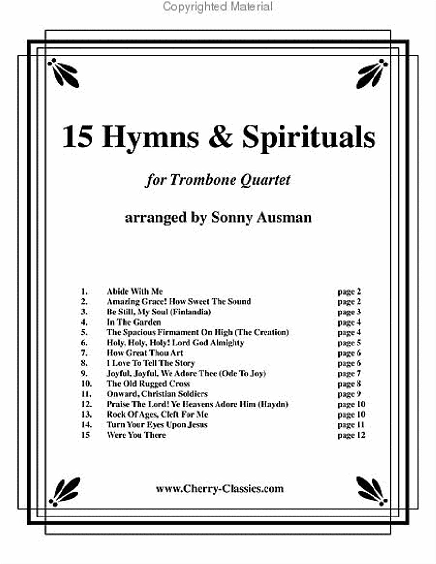 15 Hymns & Spirituals-Bass clef edition Trombone Quartet scores gallery preview page 2