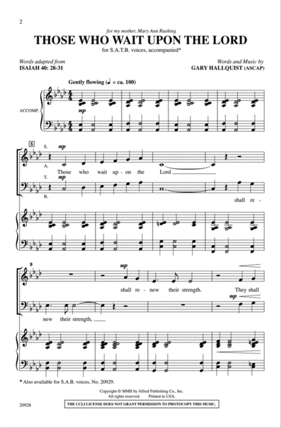 Those Who Wait Upon the Lord 4-Part scores gallery preview page 2