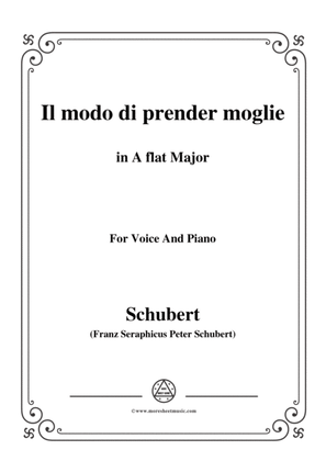 Schubert-Il modo di prender moglie,Op.83 No.3,in A flat Major,for Voice&Piano