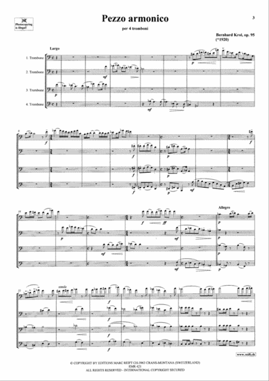 Pezzo Armonico Pezzo Armonico Trombone Quartet scores gallery preview page 3