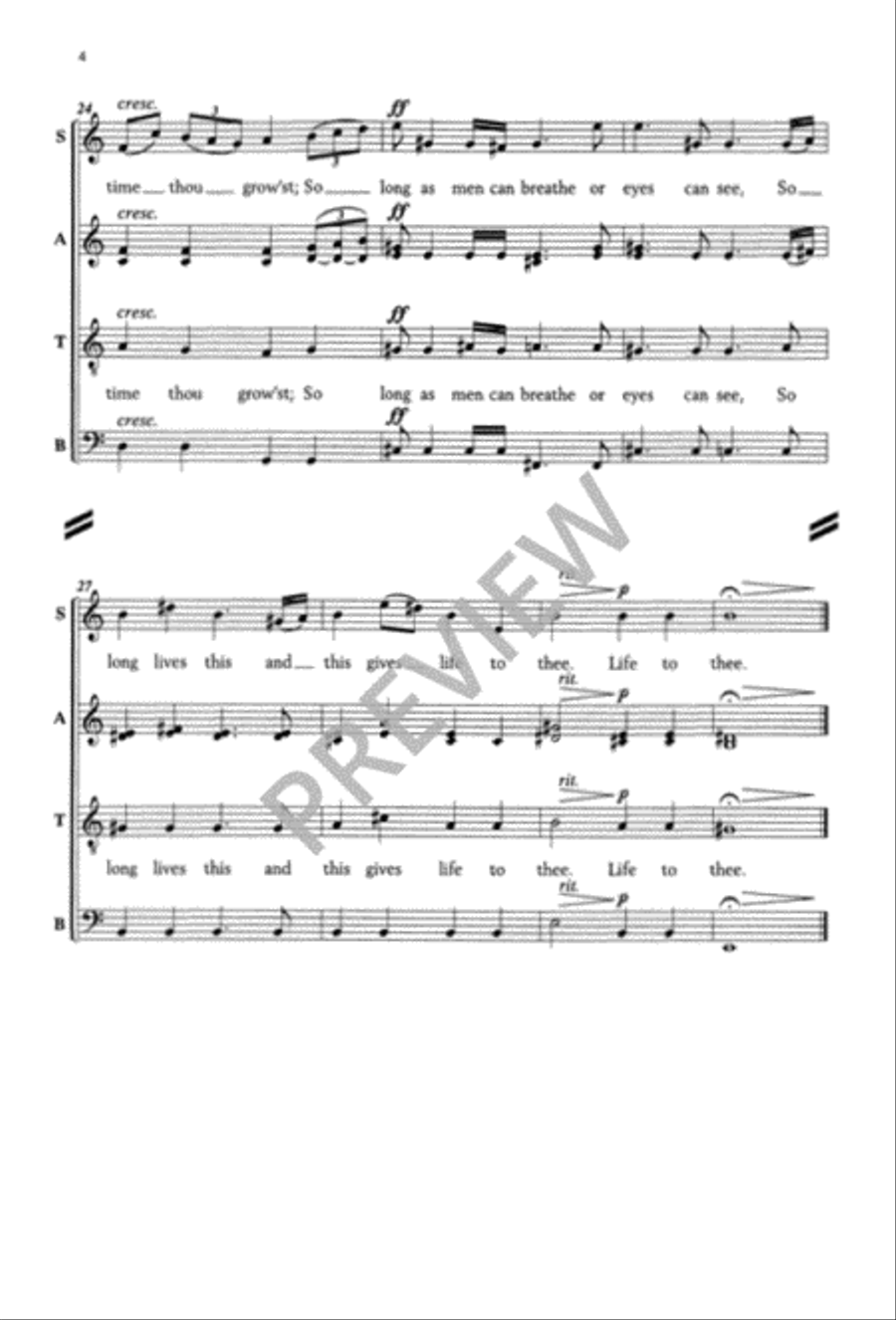 Shall I Compare Thee to a Summer's Day 4-Part scores gallery preview page 6